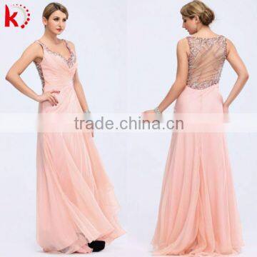 sleeveless beaded ruffle see through elegant pink dress beaded evening dress