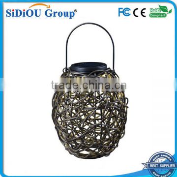 rattan led solar bamboo lantern garden lantern light