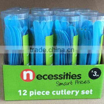 12PC plastic cutlery set in PVC box (Blue 306C) #TG1006EG