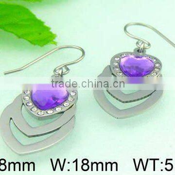 Fashion stainless steel ladies Austrian Crystal Drop Earrings