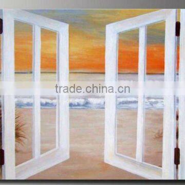 Seascape painting from window