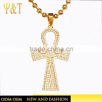 Fashinable celtic cross pendants zircon iced out hip hop jewelry gold plated religious cross pendants necklaces