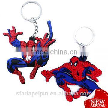 custom soft pvc movie star spiderman keychain