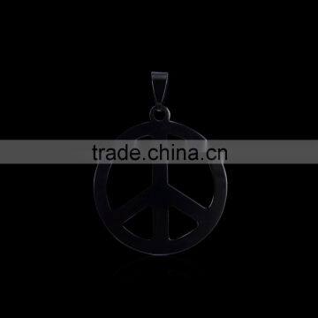 Fashion Stainless Steel Jeweley Peace Sign Pendant , Black Round Circle Airplane Pendant Necklace photo-2