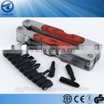 stainless steel with bit head wood handle multi tool with pliers