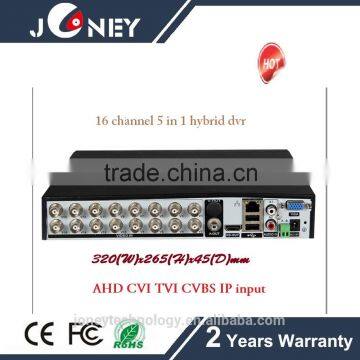 2016 Hot Hybrid Cloud 16ch DVR ,AHD CVI TVI CVBS IP input,16ch playback ,2Audio