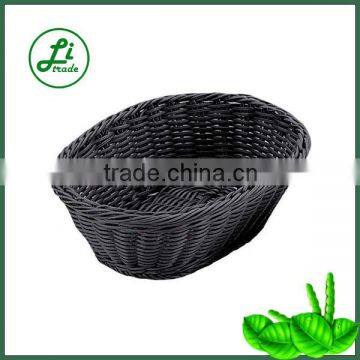 plastic oval black wicker basket