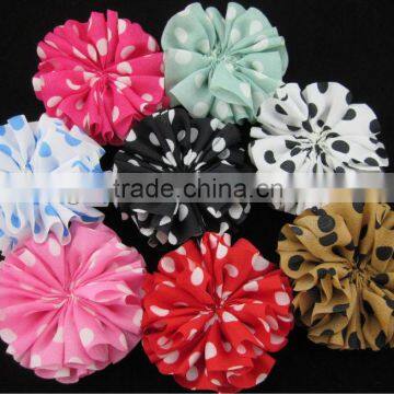 New Hair Accessories Hair Flower for Baby 2.4" Polka Dot Chiffon Hair Flower Children Hair Accessories IN STOCK