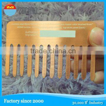 Luxury Comb Shape Brush Mirror Metal Card