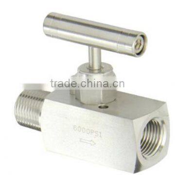 Stainless steel straight needle valve with gas service seat