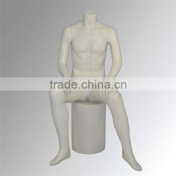 Fashion headless fiberglass sitting male sports mannequin for window display