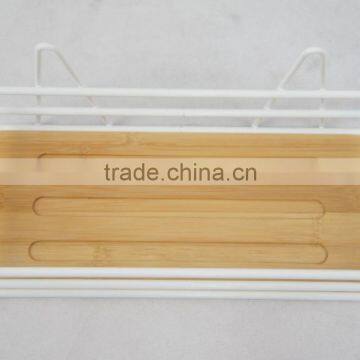 Metal & Bamboo Bathroom Caddy With Suction photo-3