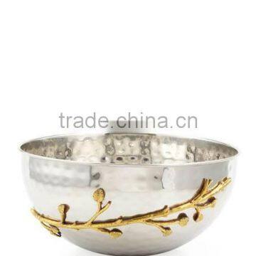 aluminium leaf decorative hammered modern bowl