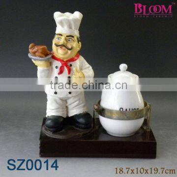 Hot seller sauce bottle,polyresin chef figurines,sauce bottle holder