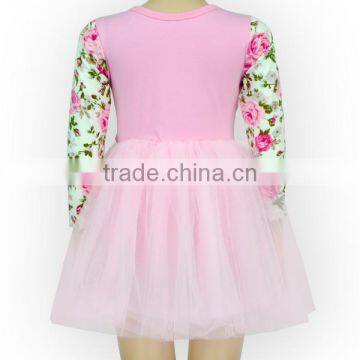 Kids Boutique Pink Floral Long Sleeve Tutu Skirt Plain Top Dance Tutu Dress 1 Year photo-2