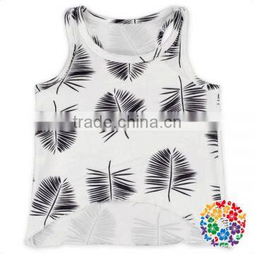Latest Design Summer Tank Top And Bloomer Clothes Set Grey Leaves Cute Boys Outfits photo-2