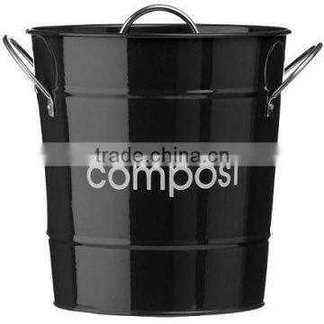 Cream color compost bucket with lid