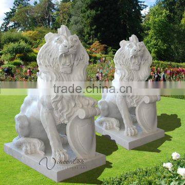 metal garden sculpture stone carving white marble lion statues