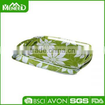 Promotion Snowflake & Tree Printed X'mas Banquet Serving Trays, Anti-slip Christams Party Melamine Plastic Food Tray With Handle photo-4