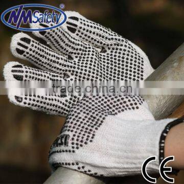 NMSAFETY 7g natural construction cotton with pvc dots two sides work gloves