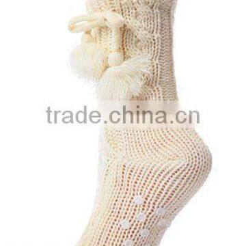 Double layer Sherpa lined Acrylic Cable Knit socks Floor slipper socks for winter