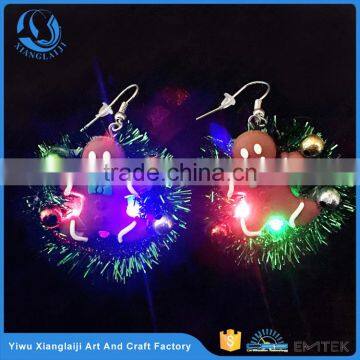 novelty christmas ginger bread lighted children battery earrings