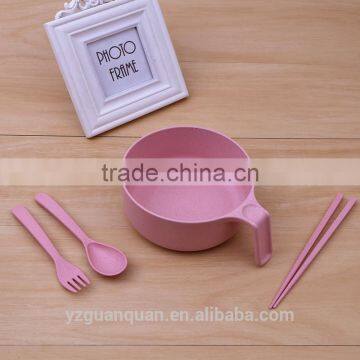 Yiwu High Quality New Product Customized Plastic Wheat Straw Rice Bowl With Fork,chopsticks and Spoon photo-3