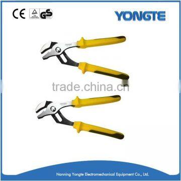 Yellow and black water pump pliers with rivet