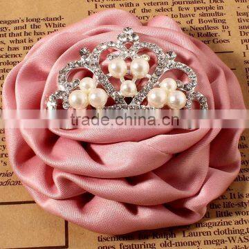Satin Hanmade Rose Flower With Crown for Kids Hair Accessories photo-2