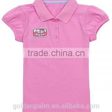 Applique Short Sleeve 95% Cotton 5% Spandex Girls Polo Shirts photo-2