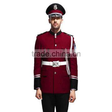 Bordeaux red design security guard uniform, marching band uniform