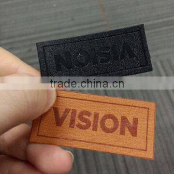 2016 factory professional custom embossed clothing pu/ genuine/ faux leather label with your own design