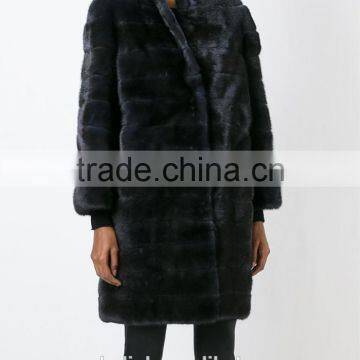 new style modern ladies black mink fur padded coat competitive price