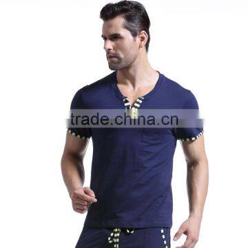 Custom men's clothing nets Home Furnishing T-shirt cotton casual V short sleeved shirt collar Gym wear for men