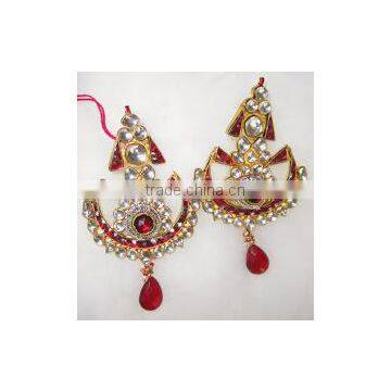 Silver gold plated earrings kundan gemstone