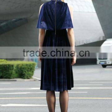 High Quality Sexy Lady Long Lace Sleeve Velvet Embroidered Dress photo-4