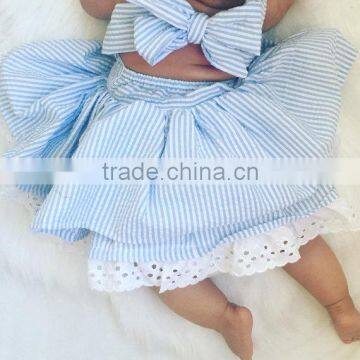 2017 New Arrival Baby Clothes Wholesale Hot Sale Cotton Cheap Clothing Children's Boutique Sleeveless Summer Blue Color Dress photo-5