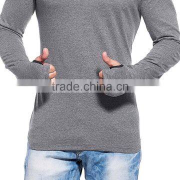 Mens Full Sleeve Round Neck Dark Grey Cotton Tshirt photo-4