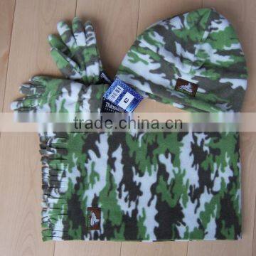Embroider Polar Fleece Hat Scarf Mitten Sets photo-3