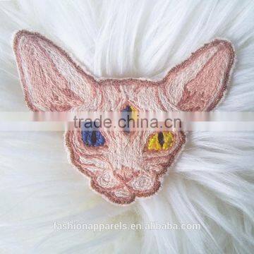 Custom hand made hairless cat embroidered patch for clothes embroidery patch made in china choose size/color