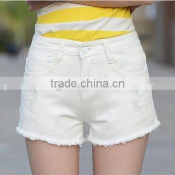 Hot Selling Summer White Elegant Burrs Denim Women Teenager Shorts photo-2