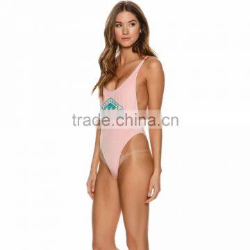 Sunny Day Seaside Party One Piece Hi Cut Leg Openings Sexy Lady Swimsuit Custom Nylon Spandex Women One Piece Swimwear Wholesale photo-4