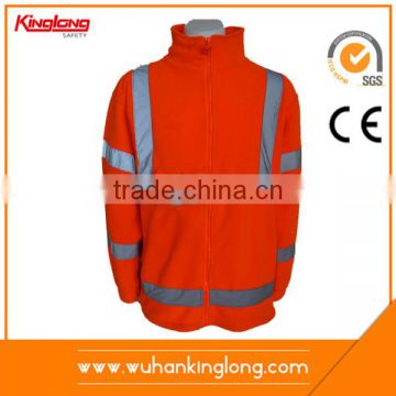 Outdoor custom sports plain man orange polar fleece jacket