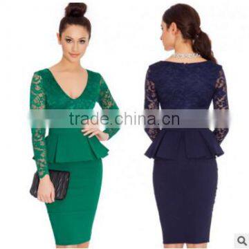 F20037A lady patchwork dress design top fashion sexy women lace dress