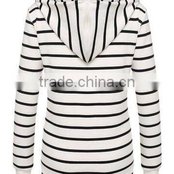 Ladies Women Casual Hooded Long Sleeve Striped Pullover Hoodies With Fleece photo-4
