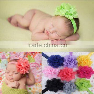2014 New Style Fashion Chiffon Headband Hairband Baby Girl Flowers Headbands With Elastic Kids' Hair Accessories Baby Headwear photo-2