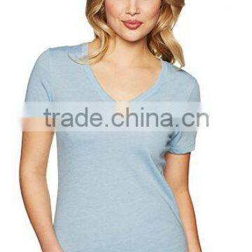 Next Level Apparel Ladies' Poly Cotton V-Neck Tee - Made From 65% Polyester and 35% Combed Cotton and Comes With Your Logo. photo-2