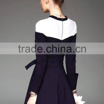 European New Style Ladies Contrast Color Slim Fit A-line Underwear Dress photo-2