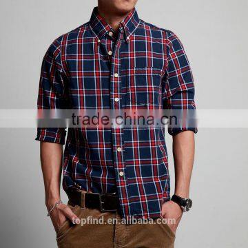 2016 Classic casual plaid pattern long sleeve flannel italian shirt for men