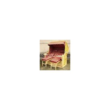 Wood And Resin Wicker Luxury Roofed Wicker Beach Chair & Strandkorb